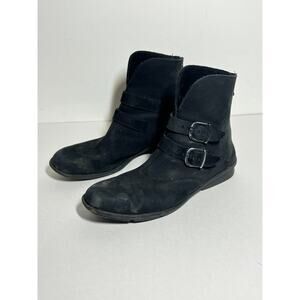 Arche Black Nubuck Double Buckle Back Zip Bootie Boot Size 40 EU 9 US